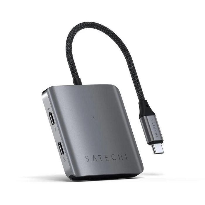 Satechi Hub USB-C 4 Puertos con Power Delivery 100W y 10 Gbps, Adaptador Compacto Gris para MacBook Air/Pro y iPad Pro 3