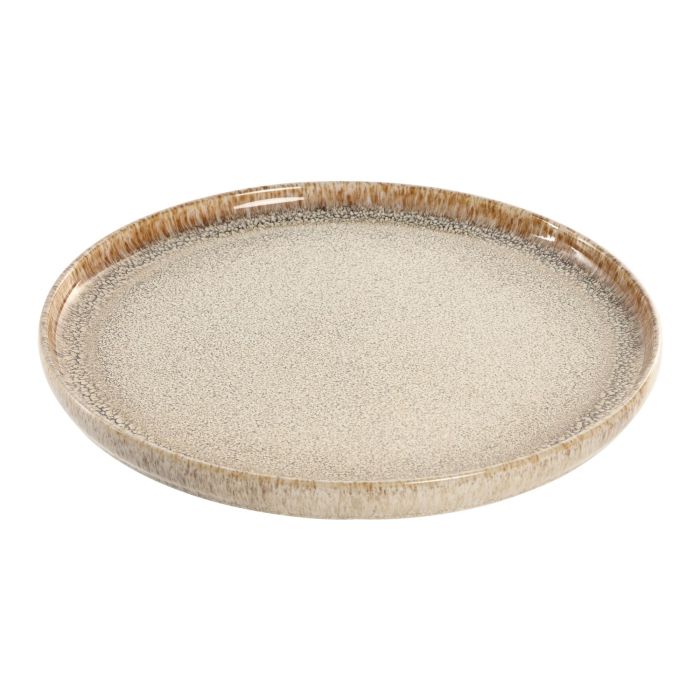 DKD Home Decor Plato Horeca Moderno de Gres Esmaltado Beige 27 cm de Diámetro - Set de 6 Unidades Apto Microondas y Lavavajillas 1