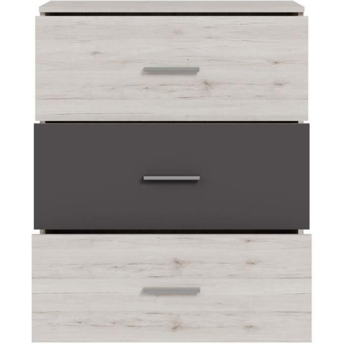 Cómoda ADRIA 3 cajones Roble fresno / Gris liso 75,2 x 41,3 x 89,7 cm 3 Cómoda ADRIA 3 cajones Roble fresno / Gris liso 75,2 x 41,3 x 89,7 cm 3