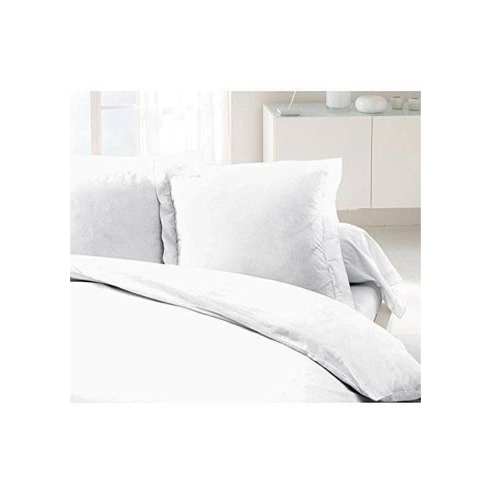 Lovely Home Juego de 2 fundas de almohada de algodón 100% tejido apretado 54 hilos con volante plano 63x63 cm blanco certificado Oeko-Tex 1