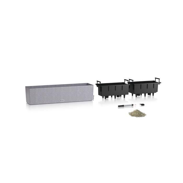 Jardinera - Balconera piedra 80 - Kit completo - Gris piedra - 12 L - LECHUZA 1