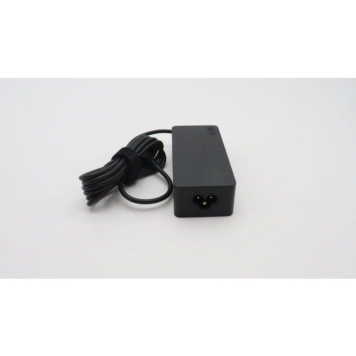 Lenovo 65W power adapter for notebooks, supports 20/15/9/5V output, 3-pin configuration, designed for worldwide use. 3