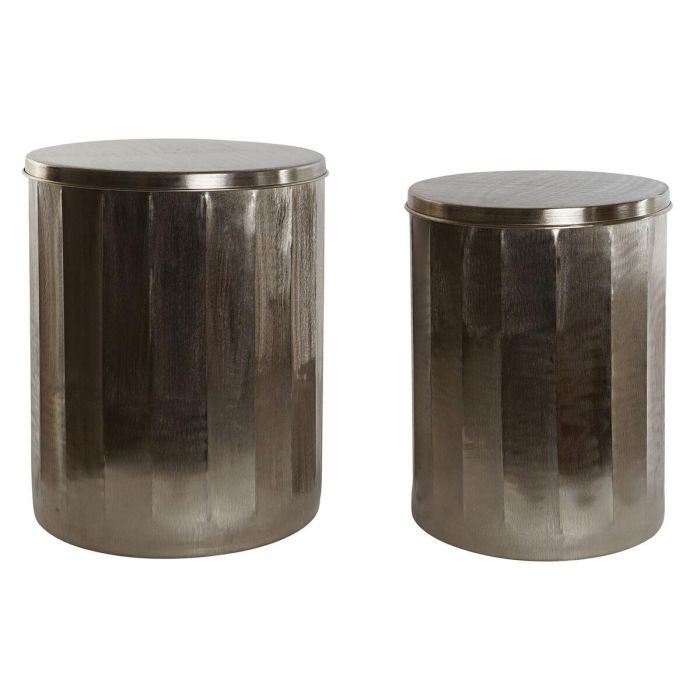 DKD Home Decor Set de 2 Mesitas Auxiliares Modernas de Metal Dorado, Ideales como Mesa Lateral o de Noche para Salón/Dormitorio 42x42x52 cm DKD Home Decor Set de 2 Mesitas Auxiliares Modernas de Metal Dorado, Ideales como Mesa Lateral o de Noche para Salón/Dormitorio 42x42x52 cm
