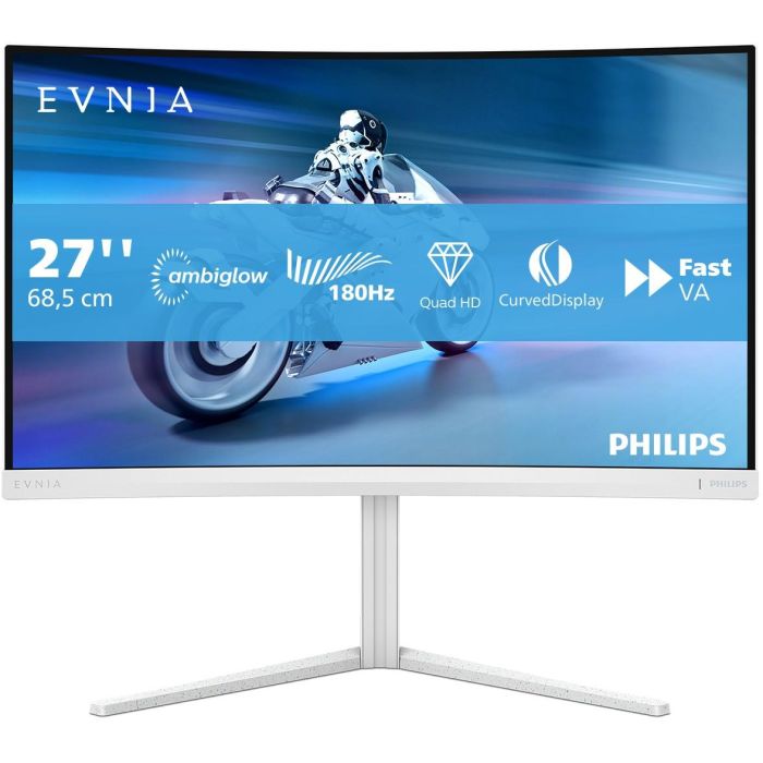 Philips 27M2C5501 Monitor Curvo de 27" Quad HD (2560x1440) Fast VA 180Hz 1ms Blanco para Gaming