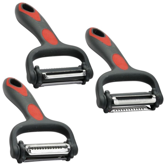 Easy Make Pelador 3 Hojas Diferentes ABS y Acero Inoxidable Mango Antideslizante Cortar Frutas y Verduras 5