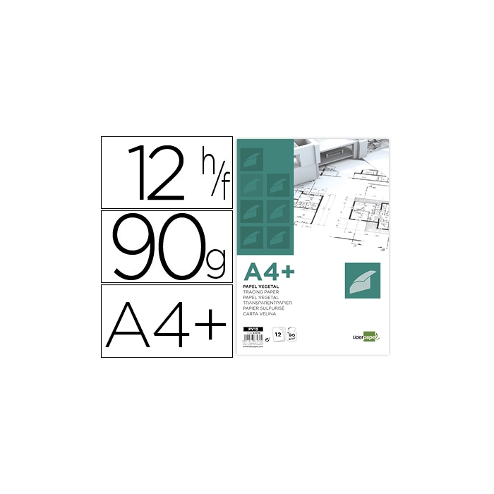Liderpapel Papel Vegetal A4+ 90 gr 240x320mm Sobre de 12 Hojas 0 Liderpapel Papel Vegetal A4+ 90 gr 240x320mm Sobre de 12 Hojas 0
