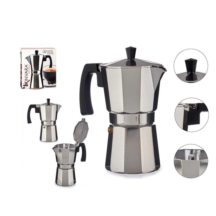 Cafetera Aluminio 9 Tazas Con Asa Kinvara 19X21CM (12 Unidades) Cafetera Aluminio 9 Tazas Con Asa Kinvara 19X21CM (12 Unidades)