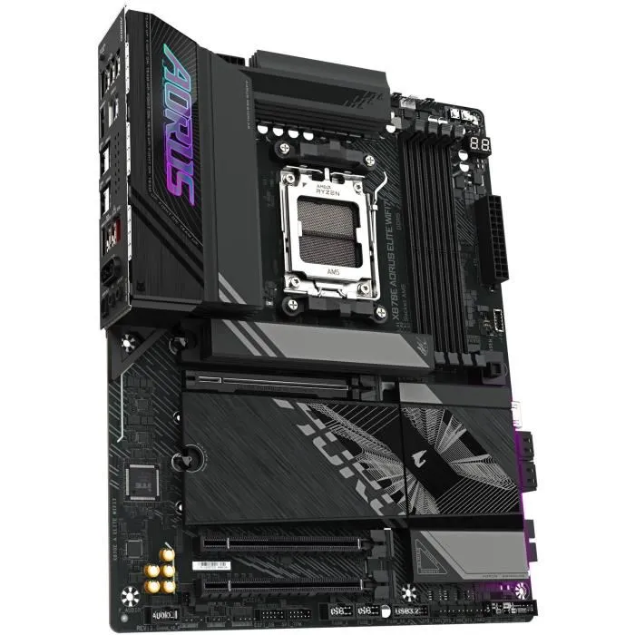 Gigabyte Placa Base X870E AORUS ELITE WIFI7 ATX AM5 para CPUs AMD Ryzen 7000, 8000, 9000, Wi-Fi 7, DDR5, PCIe 5.0, 2.5GbE LAN