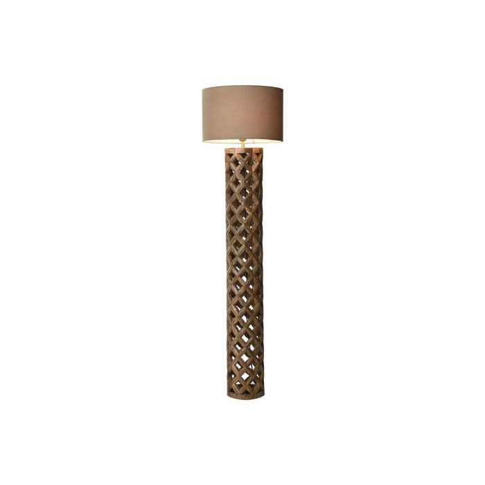 DKD Home Decor Lámpara de Pie Colonial Natural Beige de Mango y Poliéster, 41.5x158x41.5 cm, E27 50W 1