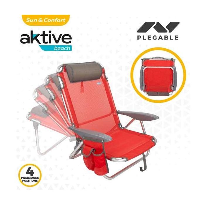 Silla playa plegable aluminio 4 posiciones menorca 51x45x76 cm con cojin y bolso. 2 Silla playa plegable aluminio 4 posiciones menorca 51x45x76 cm con cojin y bolso. 2