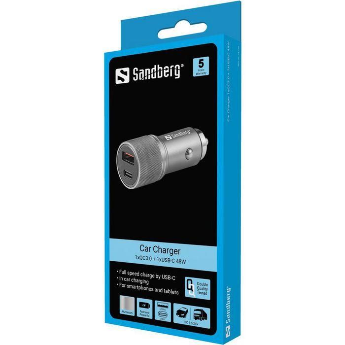 Sandberg Car Charger 1xQC3.0+1xUSBC 48W 1 Sandberg Car Charger 1xQC3.0+1xUSBC 48W 1