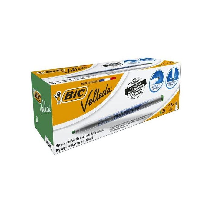 Marcador Pizarra Bic Velleda 1721 Conico Verde (Set de 24)