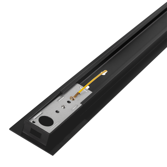 Carril Monofásico Empotrable para Focos LED 2M Negro, Incluye Herrajes y Cortable. Versátil para Proyectores - HO-218000CARRIL-N-2M-EM 1