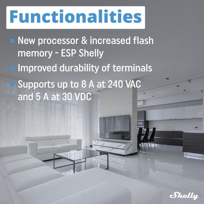 Shelly 1 Mini Gen. 3 WLAN BT Relais 8A 1 Kanal Unterputz Interruptor Inteligente 1