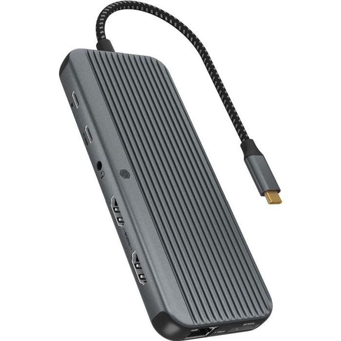 ICY BOX IB-DK4060-CPD Docking Station USB-C 12 en 1 PD 100W con 2x HDMI, DisplayPort, Ethernet, Lector de Tarjetas y 7680x4320