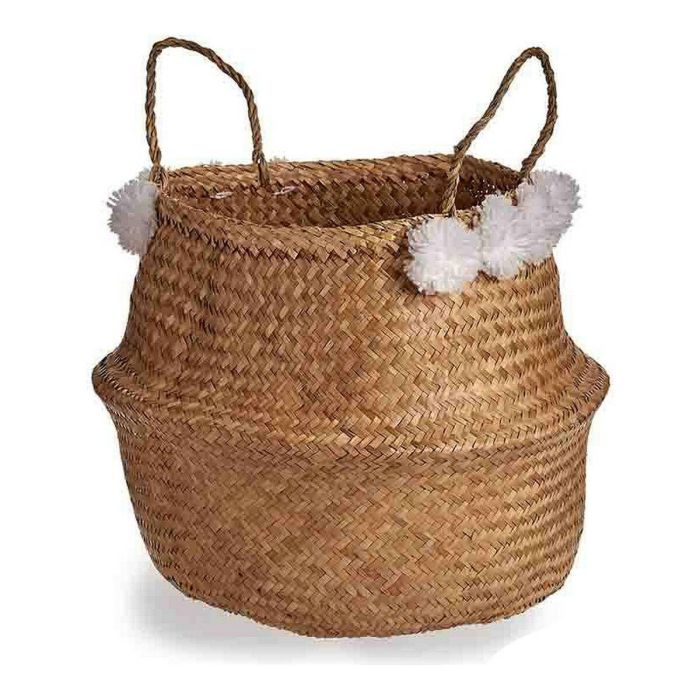 Cesto Gift Decor SG0100117301ME Blanco Marrón Natural Junco 8 L Pompones Cesto Gift Decor SG0100117301ME Blanco Marrón Natural Junco 8 L Pompones