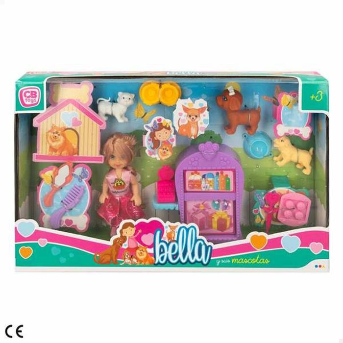 Muñeca bella articulada con sus animales y accesorios. 7 piezas. 1 Muñeca bella articulada con sus animales y accesorios. 7 piezas. 1