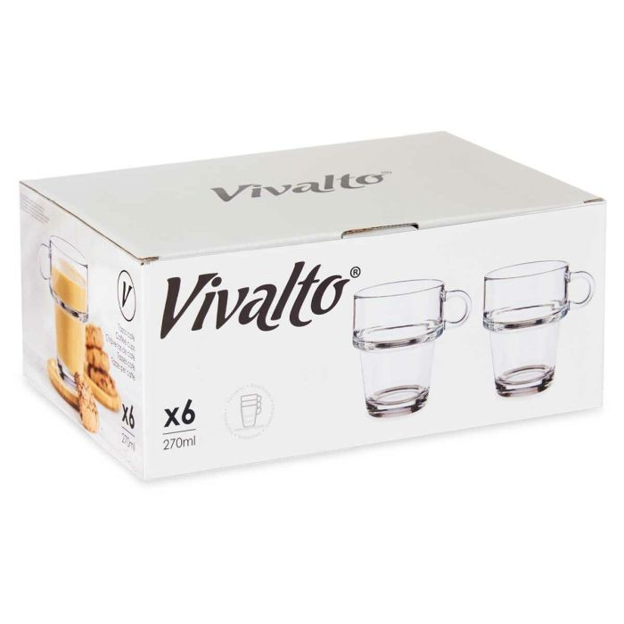 Taza de café y té Vivalto Z908-9/BHA6 Transparente Vidrio 270 ml (6 Unidades) 2