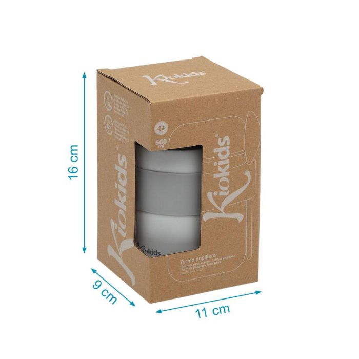 KioKids Termo Papillero De Acero Inoxidable 500 mL Con Cuchara Gris - Mantiene Temperatura 12h 4