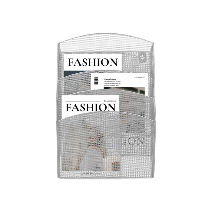 Q-connect Expositor Mural de Pared con 5 Bandejas DIN A4 Plateado Metalico 9,3x31,5x44 cm 8