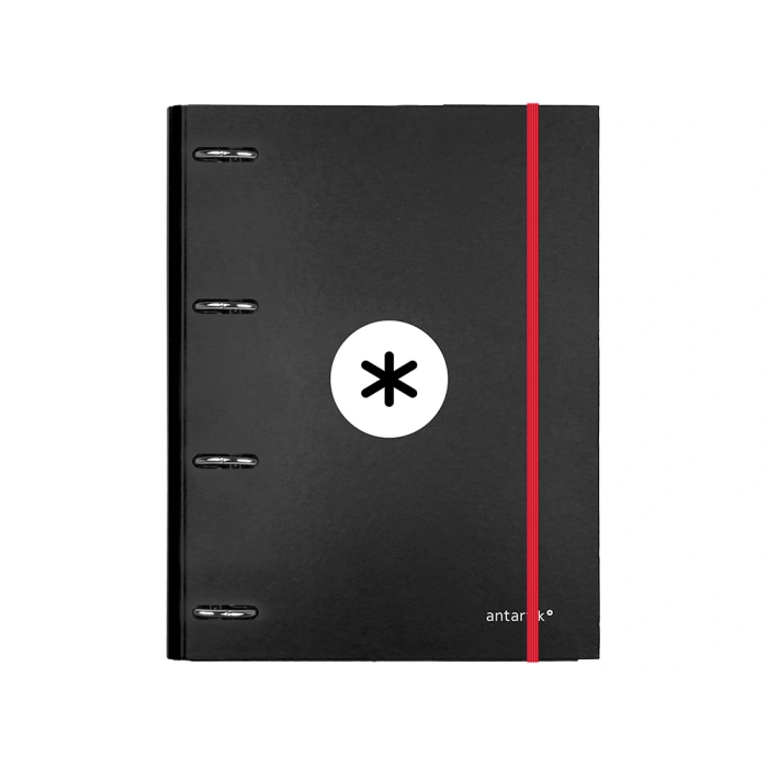 Antartik Carpeta con recambio a4 cuadro 5mm forrada 4 anillas 25mm redondas color negro 100 hojas 100 g/m² 4