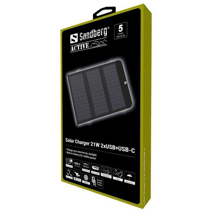 Sandberg Solar Charger 21W 2xUSB+USB-C 6 Sandberg Solar Charger 21W 2xUSB+USB-C 6