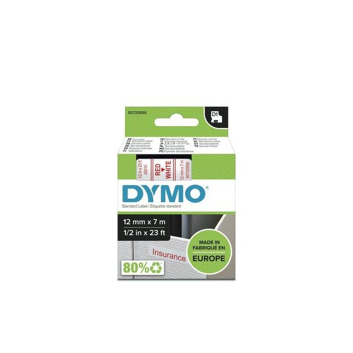 DYMO Cinta LM D1 12mmx7m Rojo/blanco