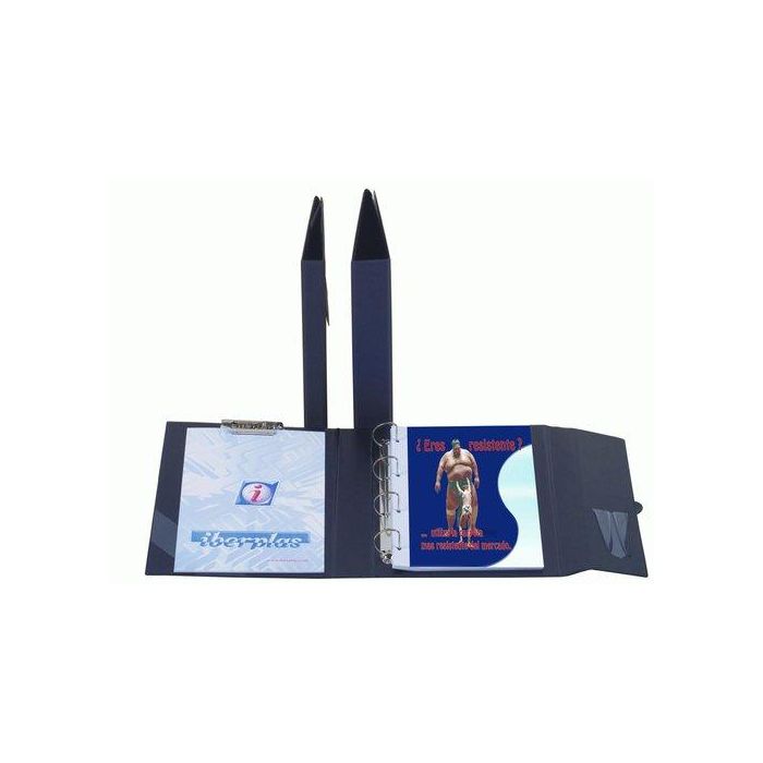 Carpeta De Anillas Con Pinza Miniclip Superior Iberplas Pvc Escolar Fº 4 An.40Mm Con Trabilla Y 2 Separadores Negro