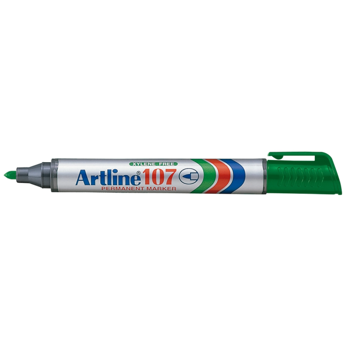 Artline Rotulador Permanente 107 Marcador Verde Punta Redonda Trazo 1,5 mm 1