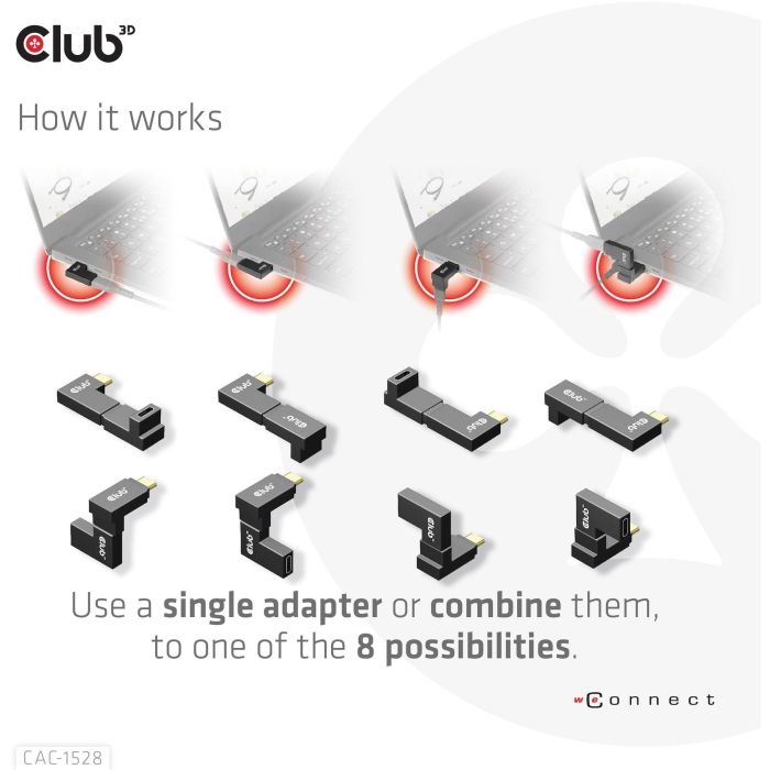 Club3D Adapter USB 3.2 Typ C <> USB 3.2 Typ C gewinkelt St/Bu 4 Club3D Adapter USB 3.2 Typ C <> USB 3.2 Typ C gewinkelt St/Bu 4