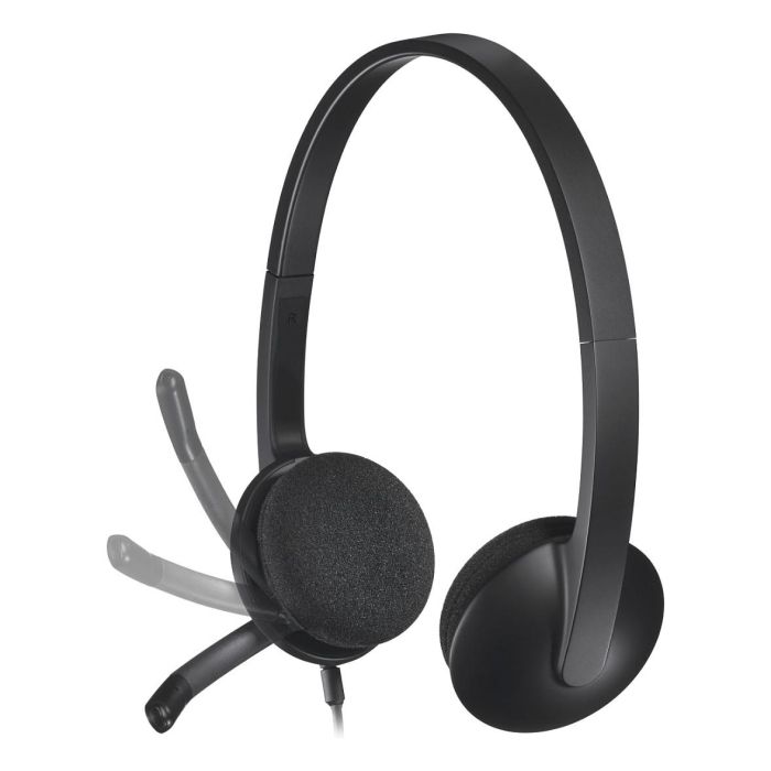Logitech H340 USB Headset, Auriculares con Micrófono con Cancelación de Ruido para Llamadas y Uso Diario