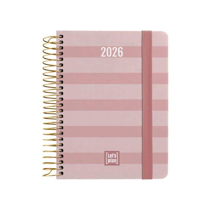Agenda Anual (2026) Grafoplas Design Espiral Tapa Extra Con Goma A6 170X145 D/P Stripes