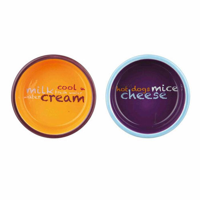 Comedero para Gato Trixie Eat on Feet Naranja Azul claro Lila Cerámica Hierro Ø 12 cm (2 Unidades) 1