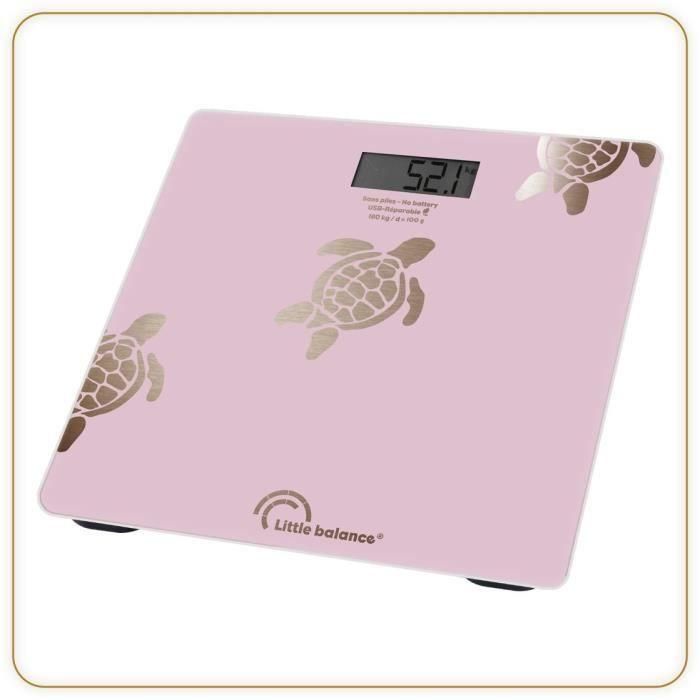 Báscula personal - LITTLE BALANCE - 8729 - Tortugas doradas metálicas - Reparable por USB - 180 kg / 100 g - Rosa 2 Báscula personal - LITTLE BALANCE - 8729 - Tortugas doradas metálicas - Reparable por USB - 180 kg / 100 g - Rosa 2