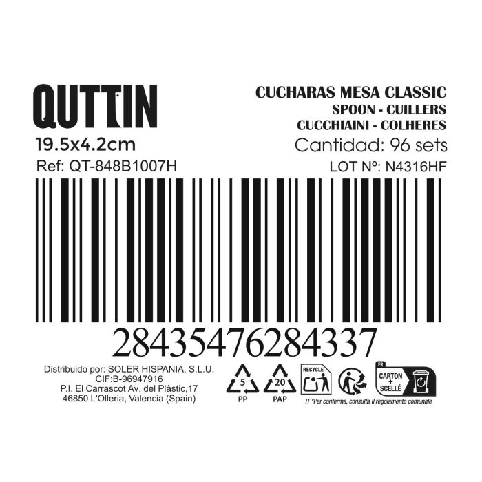 Set de 3 Cucharas de Mesa Classic 2mm - Inde (12 Cajas) 2 Set de 3 Cucharas de Mesa Classic 2mm - Inde (12 Cajas) 2
