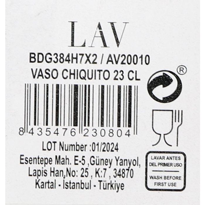Lav Vaso Chiquito 23 cl Bodega (48 Unidades) 4