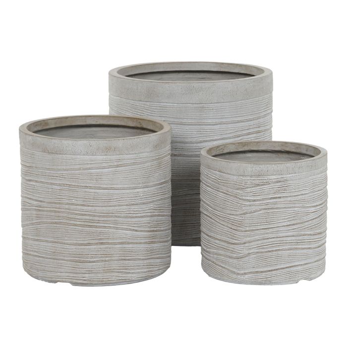 Set de Maceteros Home ESPRIT Beige Fibra de Vidrio Magnesio 44,5 x 44,5 x 44 cm (3 Unidades) 4