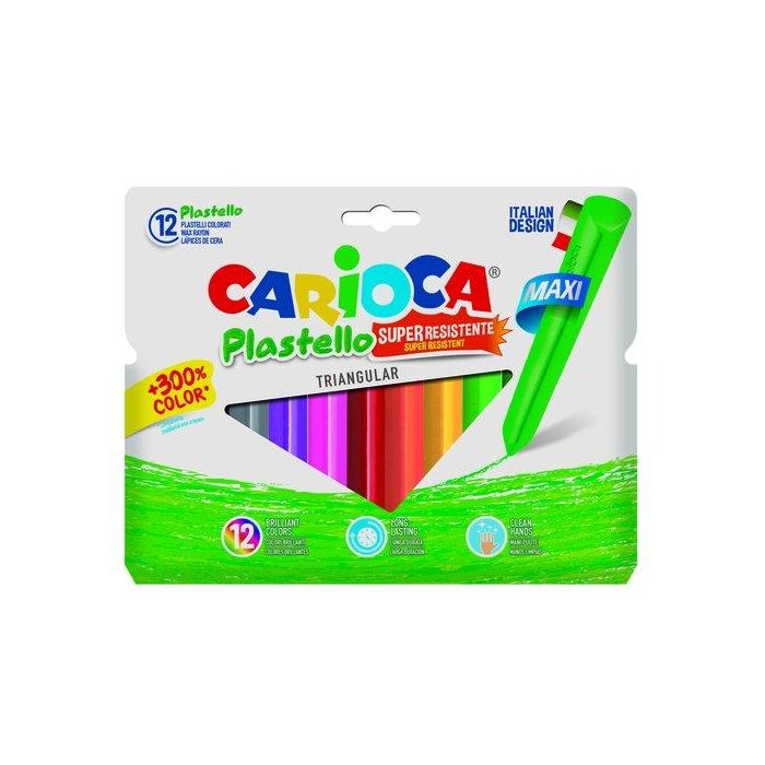 Ceras Carioca Plasticera Jumbo Triangular Blister De 10+2