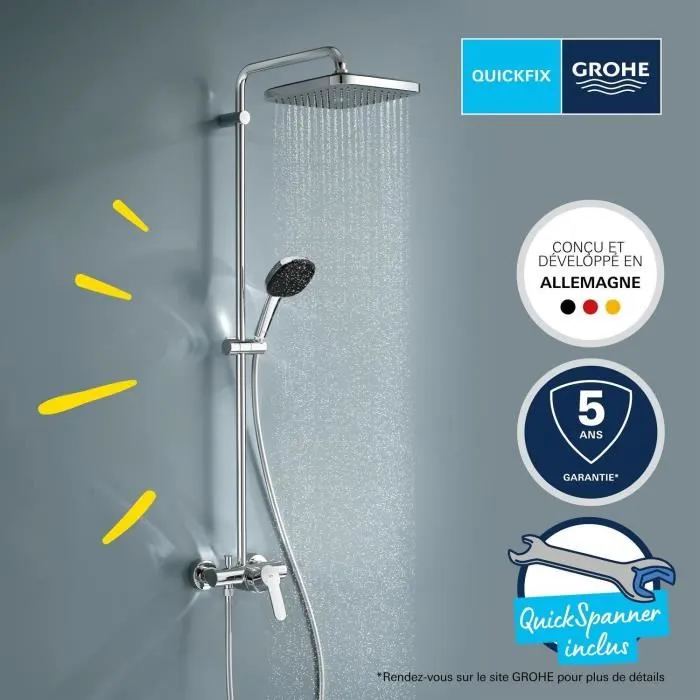 Grohe 26985001 Columna de Ducha Monomando Vitalio Comfort 250 con Ahorro de Agua - Cromo 4 Grohe 26985001 Columna de Ducha Monomando Vitalio Comfort 250 con Ahorro de Agua - Cromo 4