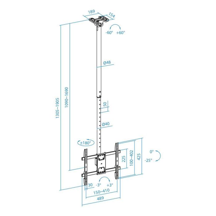 TooQ Soporte de Techo para Pantallas 32"-75", Negro 7 TooQ Soporte de Techo para Pantallas 32"-75", Negro 7