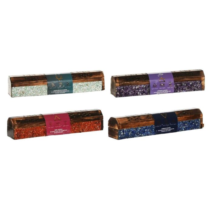 DKD Home Decor Incienso Varilla Indio, Surtido Fragancias Lavanda/Jazmín/Rosa/Sándalo y Colores Lila/Granate/Verde/Azul, 4 Sets de 10 Varillas