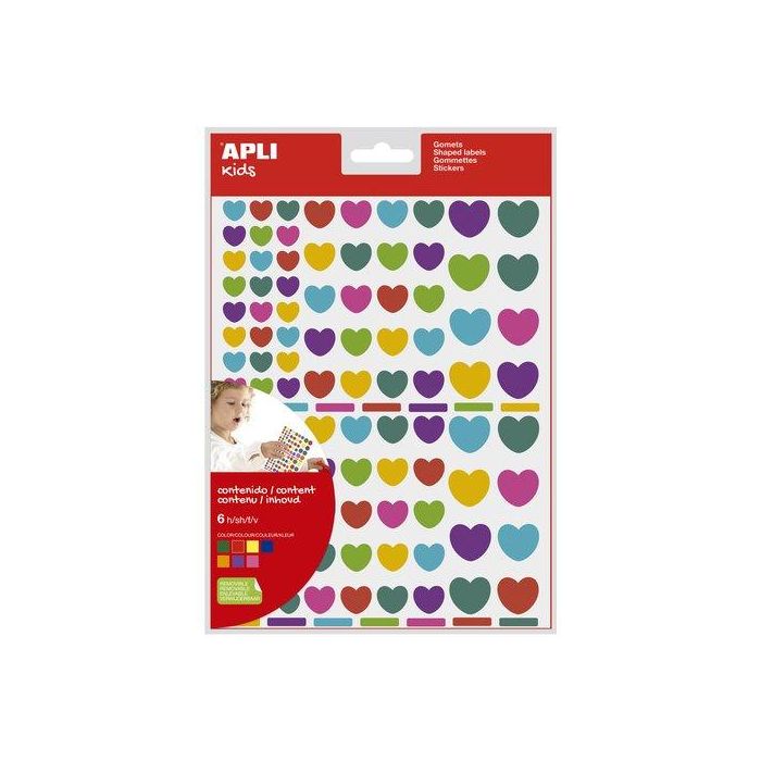 Gomets Apli Bolsa 6H Removible Corazon Multicolor 7 Col.Surt.624 Uds. (18767) 10 unidades