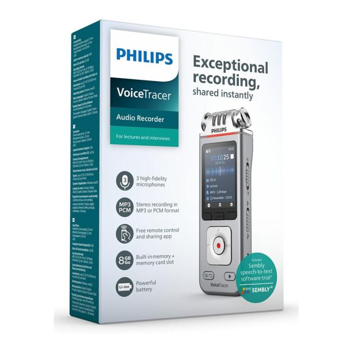 Philips DVT4115 VoiceTracer - Grabadora de Voz Digital, USB-C, Grabación 36h, MP3/WAV, Micrófono Omnidireccional, Memoria 8GB, Pantalla LCD, Compatible PC/Mac 7 Philips DVT4115 VoiceTracer - Grabadora de Voz Digital, USB-C, Grabación 36h, MP3/WAV, Micrófono Omnidireccional, Memoria 8GB, Pantalla LCD, Compatible PC/Mac 7