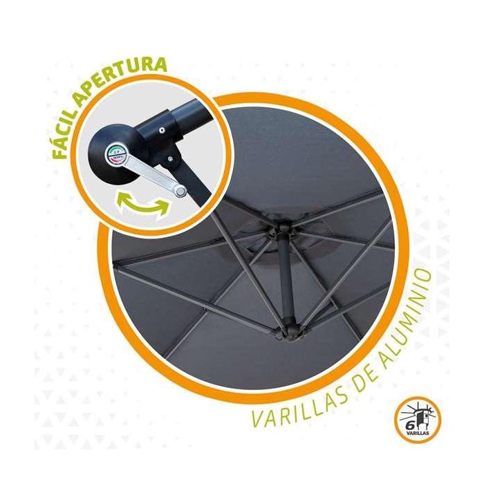 Parasol Aktive Gris 300 cm Ø 4,2 cm Aluminio 4 Parasol Aktive Gris 300 cm Ø 4,2 cm Aluminio 4
