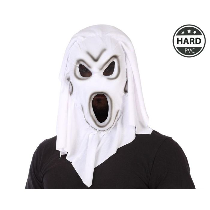 Máscara Halloween Con Capucha Fantasma Blanco Pvc Rígido