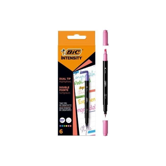 Marcadores Punta Biselada y Punta Fina Bic Intensity Dual Tip 503828/ Colores Surtidos