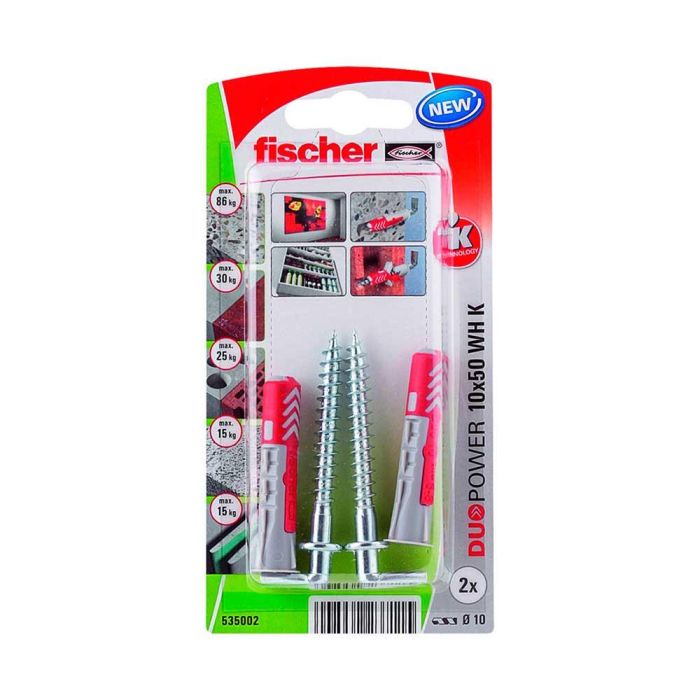 Fischer Duopower Blister 2 tacos+alcayatas ø10x50mm 535002 para hormigón, ladrillo hueco, paredes 0 Fischer Duopower Blister 2 tacos+alcayatas ø10x50mm 535002 para hormigón, ladrillo hueco, paredes 0