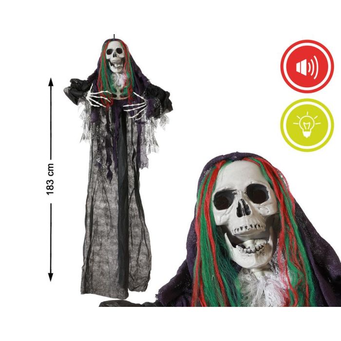 Calavera Colgante Gigante Con Luz Y Sonido 165x116 cm Halloween Terror Decoracion