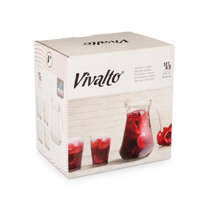 Set 5Pcs Jarra Vasos Refresco Vivalto 22X22CM (4 Unidades) 1 Set 5Pcs Jarra Vasos Refresco Vivalto 22X22CM (4 Unidades) 1