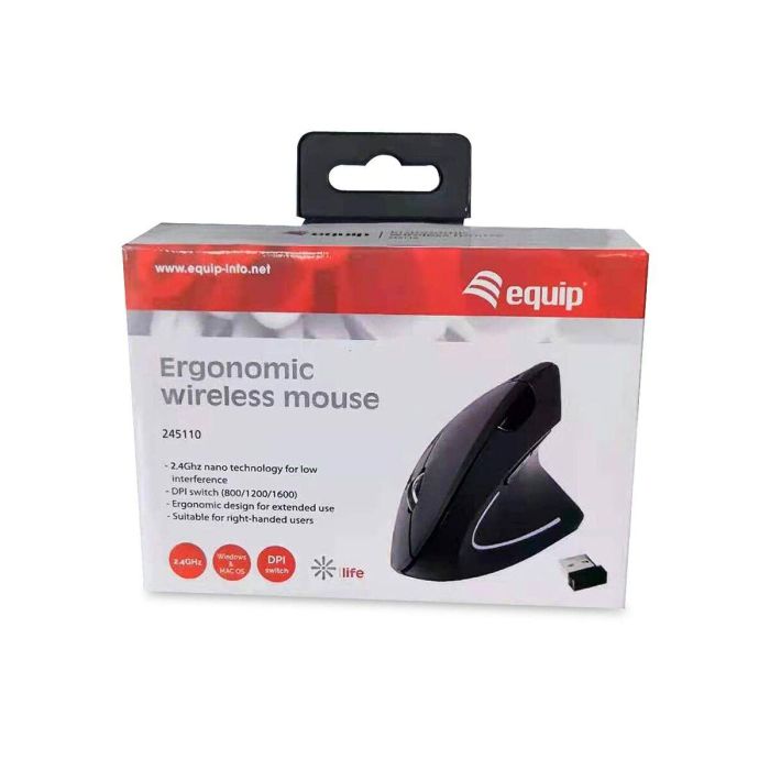 Equip Ratón Ergonomico Inalámbrico 245110, 800-1600DPI, Receptor Nano USB, 2.4G, Negro 3 Equip Ratón Ergonomico Inalámbrico 245110, 800-1600DPI, Receptor Nano USB, 2.4G, Negro 3